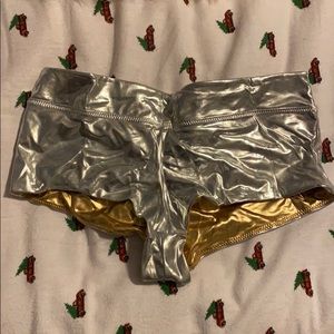 Reversible Silver and Gold Rave Booty Shorts